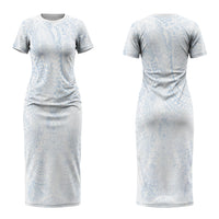 Hawaiian Turtles and Leis Family Matching Short Sleeve Bodycon Dress and Hawaiian Shirt Tribal Kakau Pattern Airy White Blue Cloud Vibe LT03 Mom's Dress White - Polynesian Pride