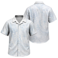Hawaiian Turtles and Leis Family Matching Short Sleeve Bodycon Dress and Hawaiian Shirt Tribal Kakau Pattern Airy White Blue Cloud Vibe LT03 Son's Shirt White - Polynesian Pride