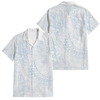 Hawaiian Turtles and Leis Family Matching Tank Maxi Dress and Hawaiian Shirt Tribal Kakau Pattern Airy White Blue Cloud Vibe LT03 Dad's Shirt - Short Sleeve White - Polynesian Pride