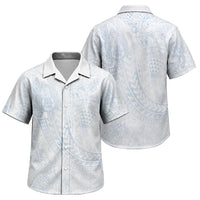 Hawaiian Turtles and Leis Family Matching Tank Maxi Dress and Hawaiian Shirt Tribal Kakau Pattern Airy White Blue Cloud Vibe LT03 Son's Shirt White - Polynesian Pride