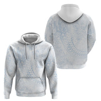 Hawaiian Turtles and Leis Hoodie Tribal Kakau Pattern Airy White Blue Cloud Vibe