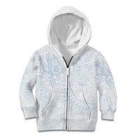 Hawaiian Turtles and Leis Kid Hoodie Tribal Kakau Pattern Airy White Blue Cloud Vibe