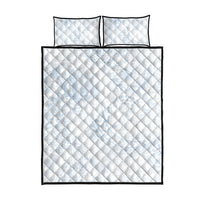 Hawaiian Turtles and Leis Quilt Bed Set Tribal Kakau Pattern Airy White Blue Cloud Vibe