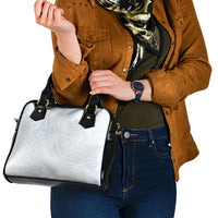 Hawaiian Turtles and Leis Shoulder Handbag Tribal Kakau Pattern Airy White Blue Cloud Vibe