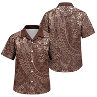 Hawaiian Turtles and Leis Family Matching Long Sleeve Bodycon Dress and Hawaiian Shirt Tribal Kakau Pattern Mocha Mousse Color LT03 Son's Shirt Mocha Mousse - Polynesian Pride