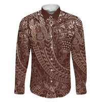 Hawaiian Turtles and Leis Family Matching Summer Maxi Dress and Hawaiian Shirt Tribal Kakau Pattern Mocha Mousse Color
