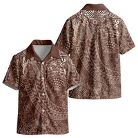 Hawaiian Turtles and Leis Kid Hawaiian Shirt Tribal Kakau Pattern Mocha Mousse Color LT03