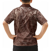 Hawaiian Turtles and Leis Kid Hawaiian Shirt Tribal Kakau Pattern Mocha Mousse Color LT03