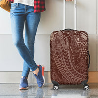 Hawaiian Turtles and Leis Luggage Cover Tribal Kakau Pattern Mocha Mousse Color