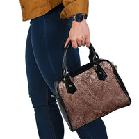 Hawaiian Turtles and Leis Shoulder Handbag Tribal Kakau Pattern Mocha Mousse Color
