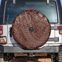 Hawaiian Turtles and Leis Spare Tire Cover Tribal Kakau Pattern Mocha Mousse Color