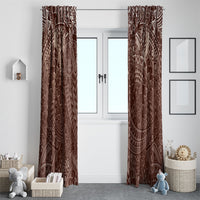 Hawaiian Turtles and Leis Window Curtain Tribal Kakau Pattern Mocha Mousse Color