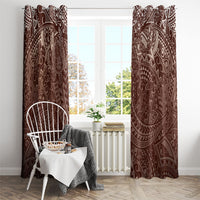 Hawaiian Turtles and Leis Window Curtain Tribal Kakau Pattern Mocha Mousse Color
