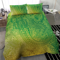 Hawaiian Turtles and Leis Bedding Set Tribal Kakau Pattern Fresh Summer Vibe