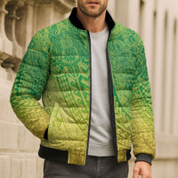 Hawaiian Turtles and Leis Bomber Puffer Jacket Tribal Kakau Pattern Fresh Summer Vibe