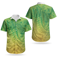 Hawaiian Turtles and Leis Couples Matching Off Shoulder Maxi Dress and Hawaiian Shirt Tribal Kakau Pattern Fresh Summer Vibe LT03 - Polynesian Pride