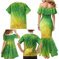 Hawaiian Turtles and Leis Family Matching Mermaid Dress and Hawaiian Shirt Tribal Kakau Pattern Fresh Summer Vibe