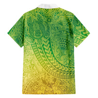 Hawaiian Turtles and Leis Family Matching Off Shoulder Maxi Dress and Hawaiian Shirt Tribal Kakau Pattern Fresh Summer Vibe