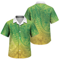 Hawaiian Turtles and Leis Family Matching Off Shoulder Maxi Dress and Hawaiian Shirt Tribal Kakau Pattern Fresh Summer Vibe LT03 Son's Shirt Green - Polynesian Pride