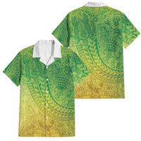 Hawaiian Turtles and Leis Family Matching Off Shoulder Short Dress and Hawaiian Shirt Tribal Kakau Pattern Fresh Summer Vibe LT03 Dad's Shirt - Short Sleeve Green - Polynesian Pride