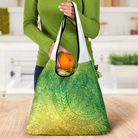 Hawaiian Turtles and Leis Grocery Bag Tribal Kakau Pattern Fresh Summer Vibe