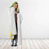 Hawaiian Turtles and Leis Hooded Blanket Tribal Kakau Pattern Fresh Summer Vibe
