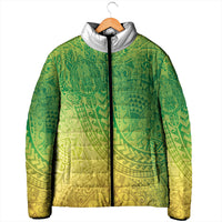 Hawaiian Turtles and Leis Padded Jacket Tribal Kakau Pattern Fresh Summer Vibe