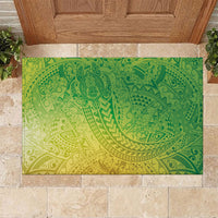 Hawaiian Turtles and Leis Rubber Doormat Tribal Kakau Pattern Fresh Summer Vibe