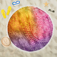 Hawaiian Turtles and Leis Beach Blanket Tribal Kakau Pattern Magical Rainbow Sky