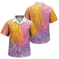 Hawaiian Turtles and Leis Family Matching Long Sleeve Bodycon Dress and Hawaiian Shirt Tribal Kakau Pattern Magical Rainbow Sky LT03 Son's Shirt Multicolor - Polynesian Pride