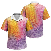 Hawaiian Turtles and Leis Family Matching Short Sleeve Bodycon Dress and Hawaiian Shirt Tribal Kakau Pattern Magical Rainbow Sky LT03 Son's Shirt Multicolor - Polynesian Pride