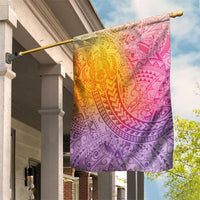 Hawaiian Turtles and Leis Garden Flag Tribal Kakau Pattern Magical Rainbow Sky