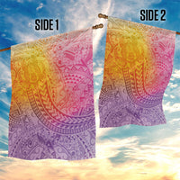 Hawaiian Turtles and Leis Garden Flag Tribal Kakau Pattern Magical Rainbow Sky
