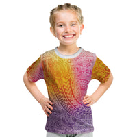 Hawaiian Turtles and Leis Kid T Shirt Tribal Kakau Pattern Magical Rainbow Sky