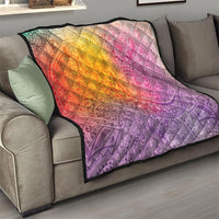 Hawaiian Turtles and Leis Quilt Tribal Kakau Pattern Magical Rainbow Sky