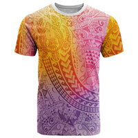Hawaiian Turtles and Leis T Shirt Tribal Kakau Pattern Magical Rainbow Sky