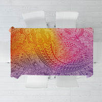 Hawaiian Turtles and Leis Tablecloth Tribal Kakau Pattern Magical Rainbow Sky
