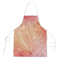 Hawaiian Turtles and Leis Apron Tribal Kakau Pattern Peach Fuzz Color