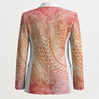 Hawaiian Turtles and Leis Blazer Tribal Kakau Pattern Peach Fuzz Color