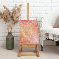 Hawaiian Turtles and Leis Canvas Wall Art Tribal Kakau Pattern Peach Fuzz Color