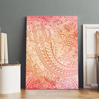 Hawaiian Turtles and Leis Canvas Wall Art Tribal Kakau Pattern Peach Fuzz Color
