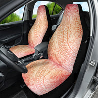Hawaiian Turtles and Leis Car Seat Cover Tribal Kakau Pattern Peach Fuzz Color