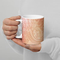 Hawaiian Turtles and Leis Ceramic Mug Tribal Kakau Pattern Peach Fuzz Color