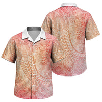 Hawaiian Turtles and Leis Family Matching Summer Maxi Dress and Hawaiian Shirt Tribal Kakau Pattern Peach Fuzz Color LT03 Son's Shirt Peach Fuzz - Polynesian Pride