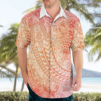 Hawaiian Turtles and Leis Hawaiian Shirt Tribal Kakau Pattern Peach Fuzz Color