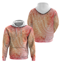 Hawaiian Turtles and Leis Hoodie Tribal Kakau Pattern Peach Fuzz Color