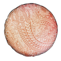 Hawaiian Turtles and Leis Spare Tire Cover Tribal Kakau Pattern Peach Fuzz Color