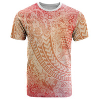 Hawaiian Turtles and Leis T Shirt Tribal Kakau Pattern Peach Fuzz Color