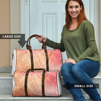 Hawaiian Turtles and Leis Travel Bag Tribal Kakau Pattern Peach Fuzz Color