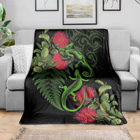 New Zealand Chameleon and Gecko Blanket Maori Silver Fern and Pohutukawa Decoration LT03 - Polynesian Pride